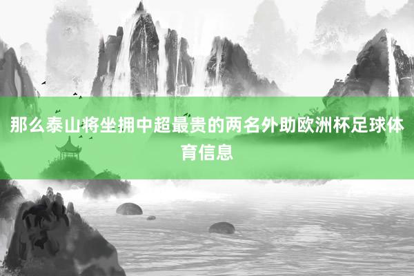 那么泰山将坐拥中超最贵的两名外助欧洲杯足球体育信息