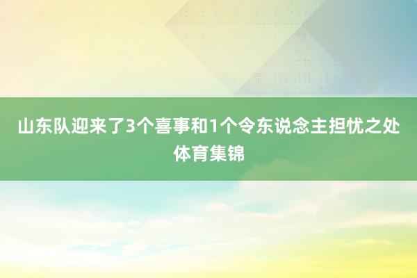 山东队迎来了3个喜事和1个令东说念主担忧之处体育集锦